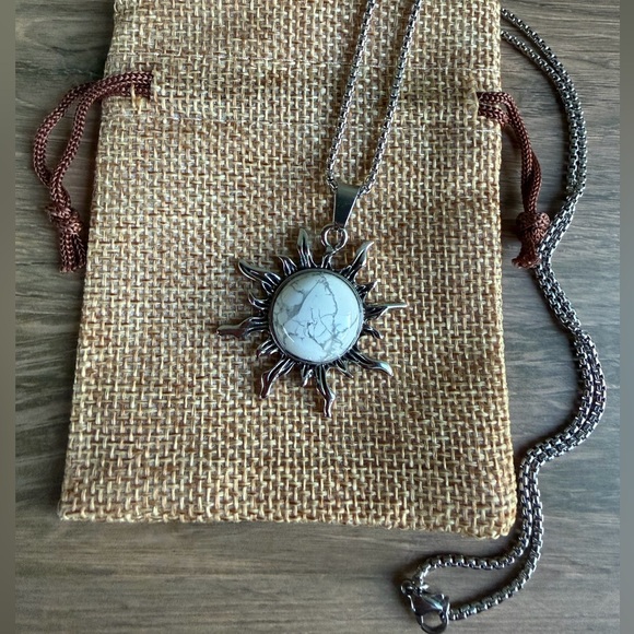 Jewelry - Howlite Sun Pendant Howlite Sun Necklace Boho Crystal Necklace